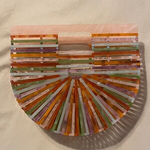 Source Unknown Multicolor Striped Clutch